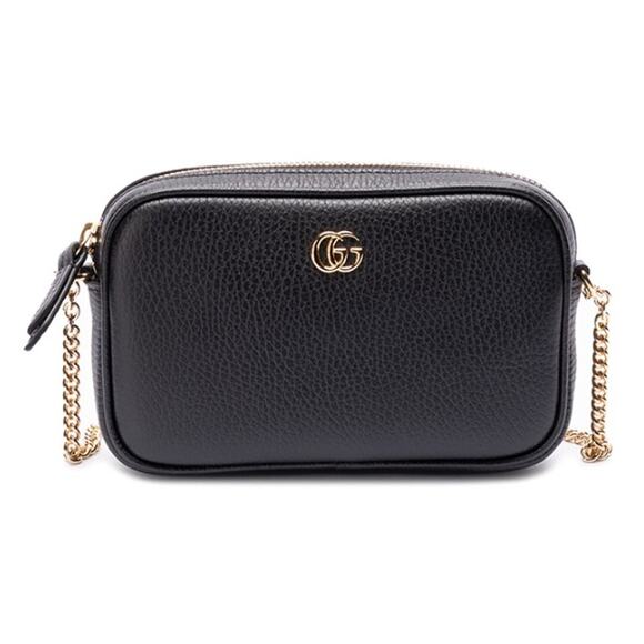 NEW! GUCCI BLACK MARMONT LEATHER CROSSBODY CHAIN BAG PURSE AUTHENTIC!